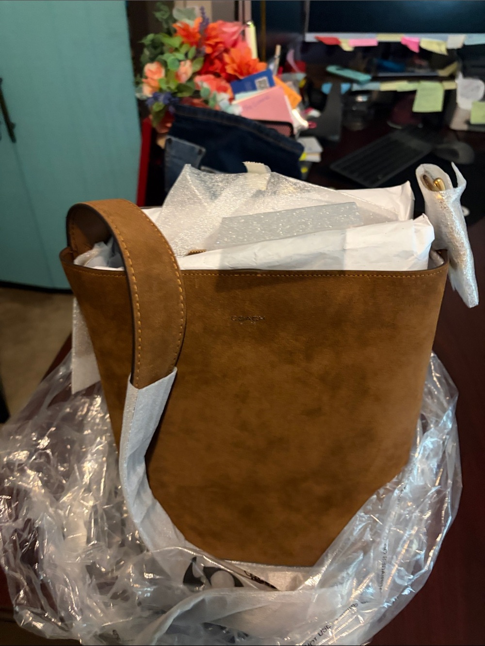 Coach Suede Bucket Bag in Brown